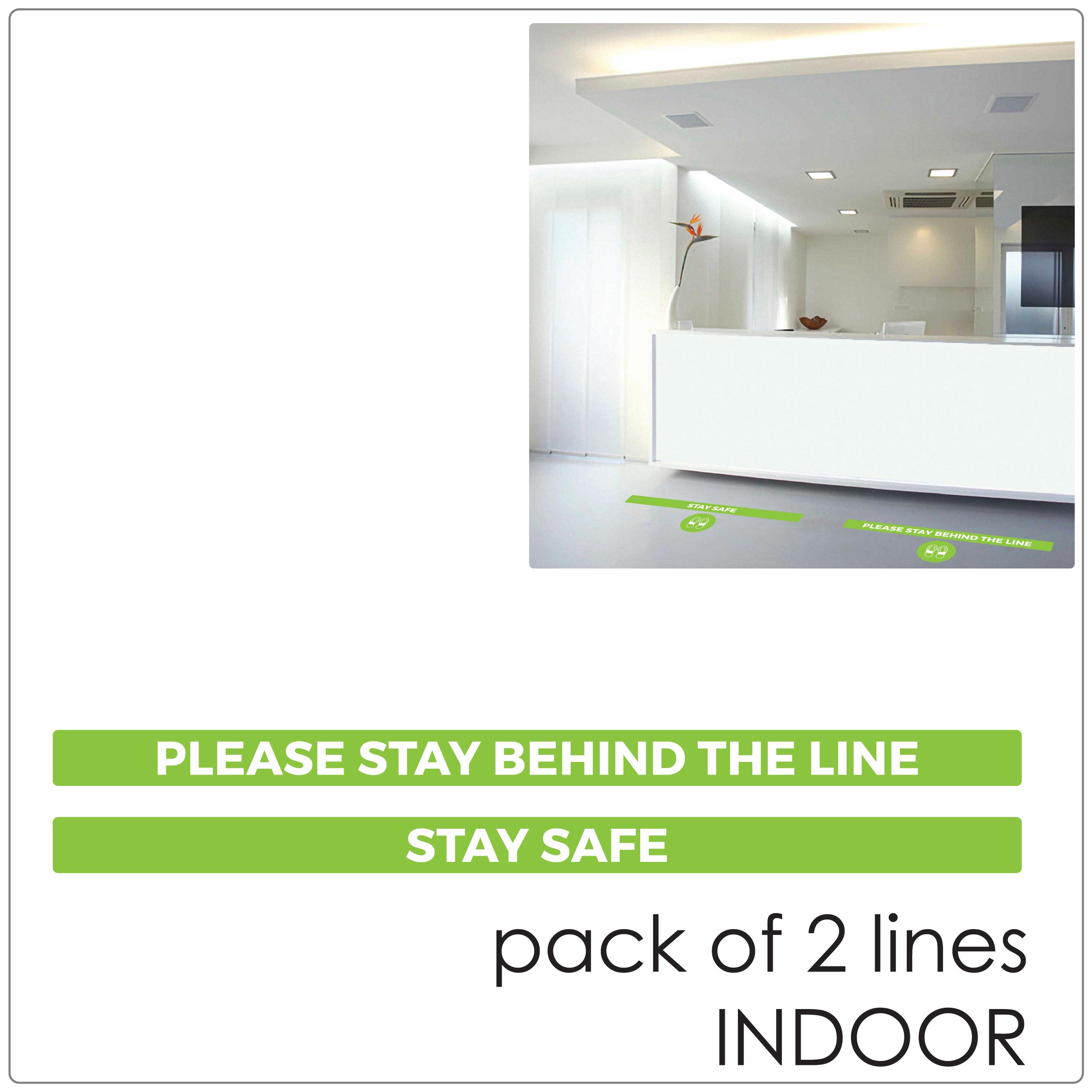 social distancing sticker floor line 2pack green indoor WallsThatTalk COVID-19 social distancing indoor floor sticker, 2 lines