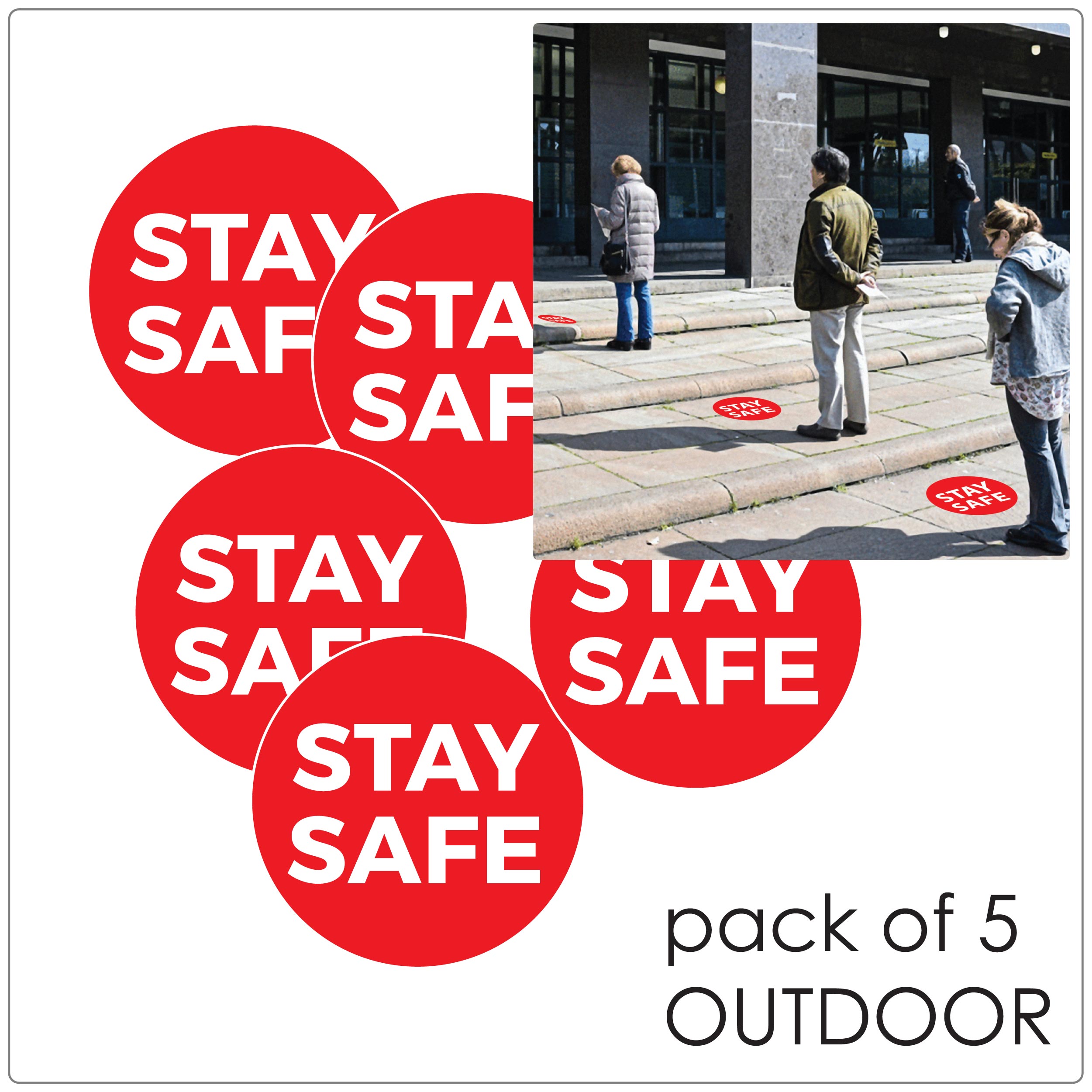 social distancing floor sticker outdoor floors photo WallsThatTalk COVID-19 social distancing outdoor floor sticker